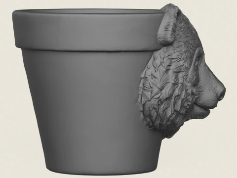 Fioriera con testa di orso panda Modello di stampa 3D