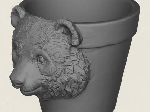 Fioriera con testa di orso panda Modello di stampa 3D