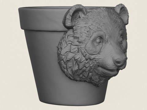 Panda Bear Head Planter 3D Print Model