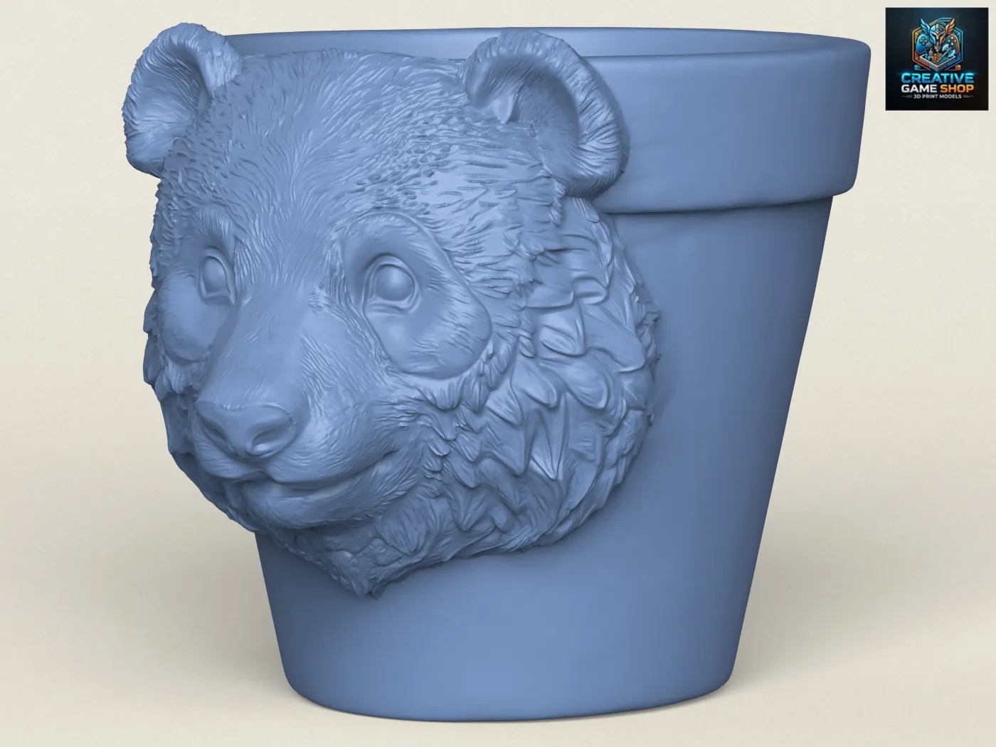 Panda Bear Head Planter 3D Print Model .c4d .max .obj .3ds .fbx .stl .blend 