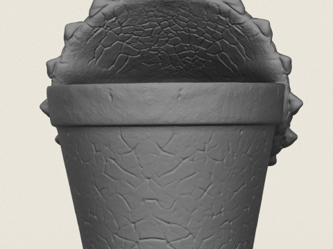 Triceratops Dinosaur Head Planter 3D Print Model