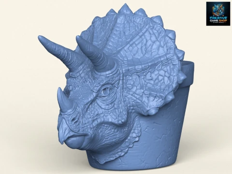 Fioriera con testa di dinosauro triceratopo Modello di stampa 3D