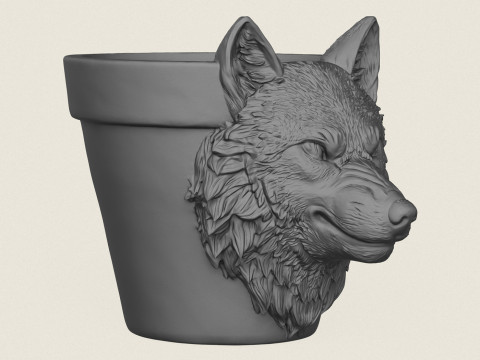 Macetero con cabeza de lobo Modelo de impresión 3D