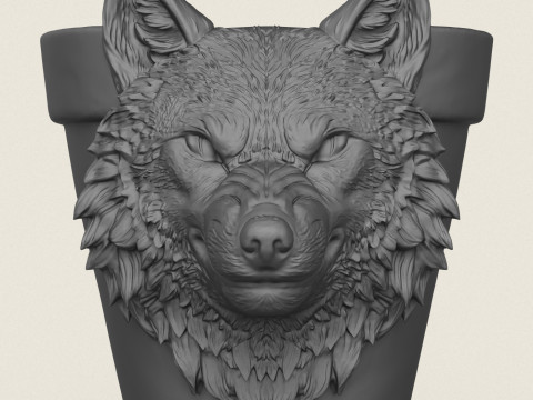 ウルフヘッドプランター 3Dプリントモデル
