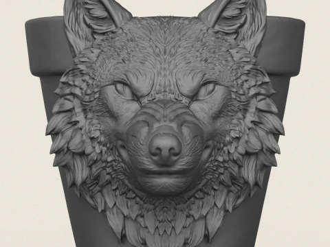 Wolf Head Planter 3D Print Model