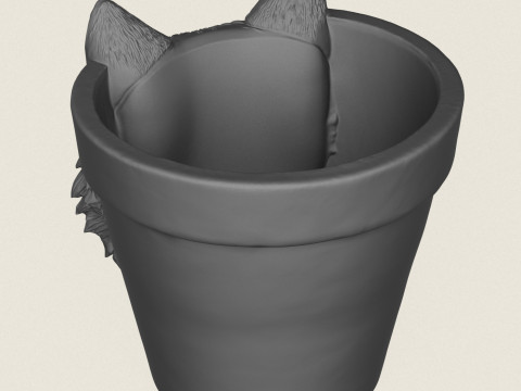 ウルフヘッドプランター 3Dプリントモデル