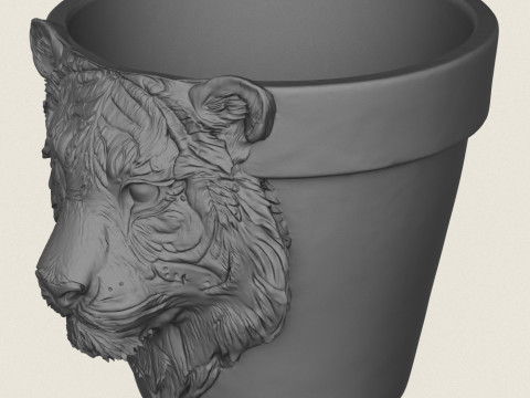 Tigerkopf-Pflanzer 3D Druckmodell