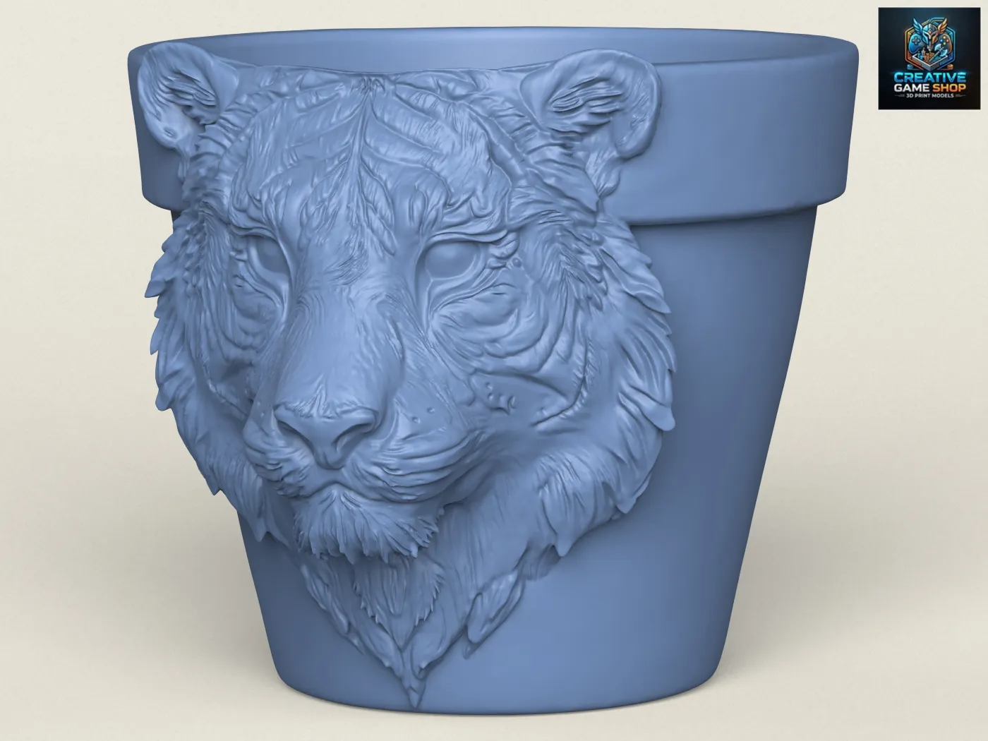Tiger Head Planter 3D Print Model .c4d .max .obj .3ds .fbx .stl .blend 