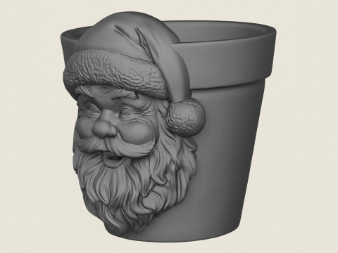 Kerstman gezicht plantenbak 3D printmodel