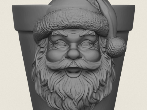 サンタクロースの顔プランター 3Dプリントモデル