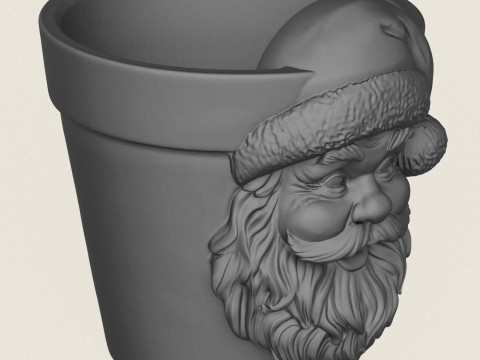 サンタクロースの顔プランター 3Dプリントモデル