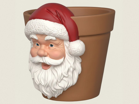 Fioriera con faccia di Babbo Natale Modello di stampa 3D
