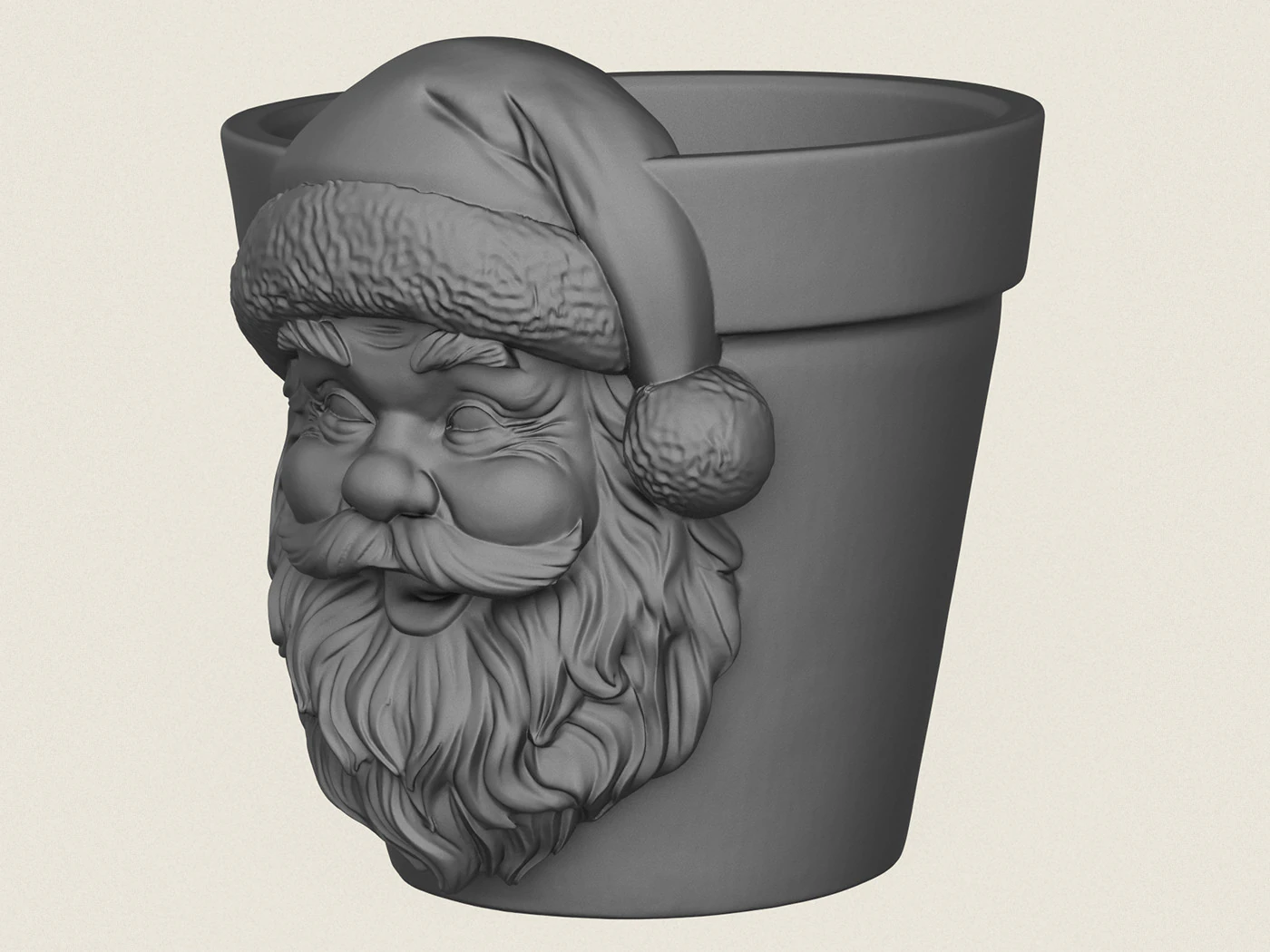 Santa Claus Face Planter 3D Print Model .c4d .max .obj .3ds .fbx .stl .blend
