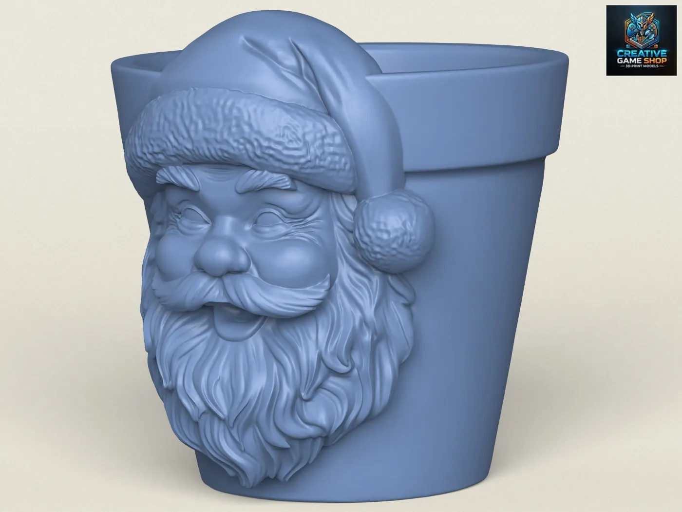 Santa Claus Face Planter 3D Print Model .c4d .max .obj .3ds .fbx .stl .blend