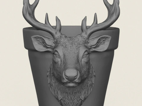 Reindeer Head Planter 3D Print Model