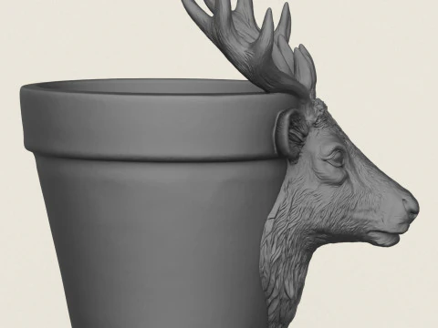 Reindeer Head Planter 3D Print Model