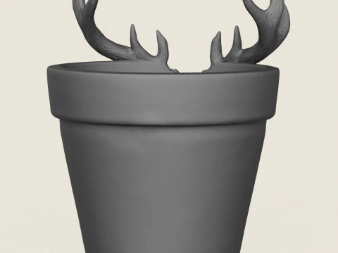 Reindeer Head Planter 3D Print Model