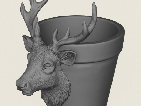 Reindeer Head Planter 3D Print Model