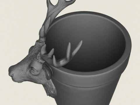 Reindeer Head Planter 3D Print Model