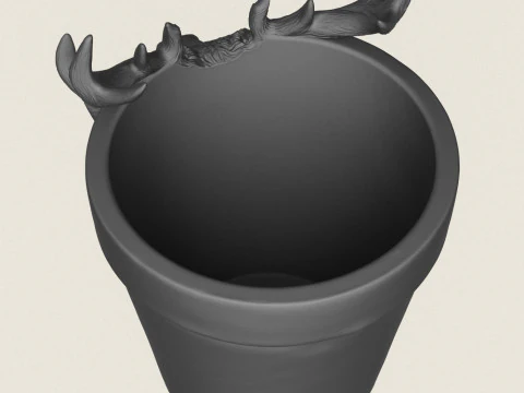 Reindeer Head Planter 3D Print Model