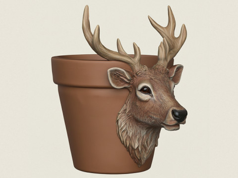 トナカイヘッドプランター 3Dプリントモデル