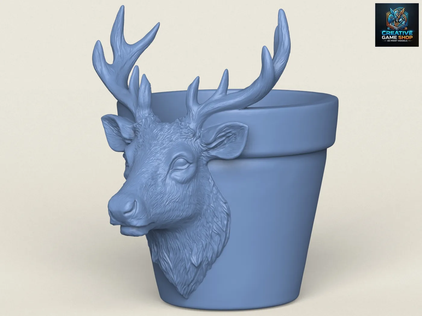 Reindeer Head Planter 3D Print Model .c4d .max .obj .3ds .fbx .stl .blend