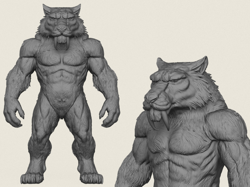 Готовий друк персонажа-людини-Лева 3D Принт Модель .c4d .max .obj .3ds .fbx .stl .blend