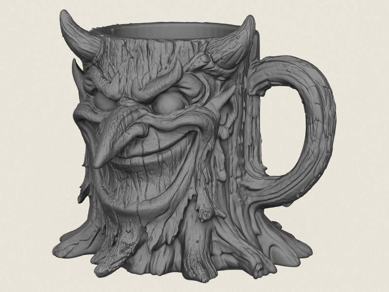 Tasse mit Holzstumpf-Charakter 3D Druckmodell .c4d .max .obj .3ds .fbx .stl .blend