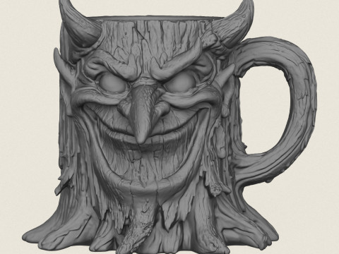 Tasse mit Holzstumpf-Charakter 3D Druckmodell