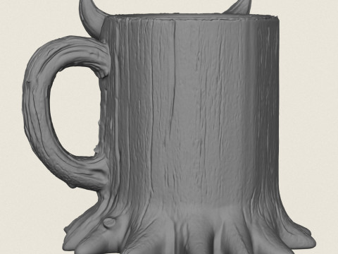 Tasse mit Holzstumpf-Charakter 3D Druckmodell