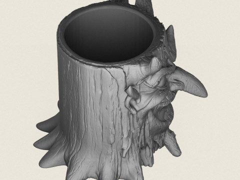 Tasse mit Holzstumpf-Charakter 3D Druckmodell