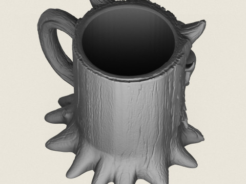 Tasse mit Holzstumpf-Charakter 3D Druckmodell