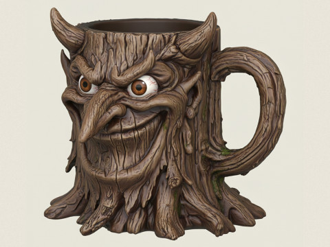 Чашка з дерев'яним пеньком 3D Принт Модель