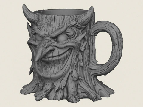 나무 그루터기 캐릭터 머그 3D 프린트 모델