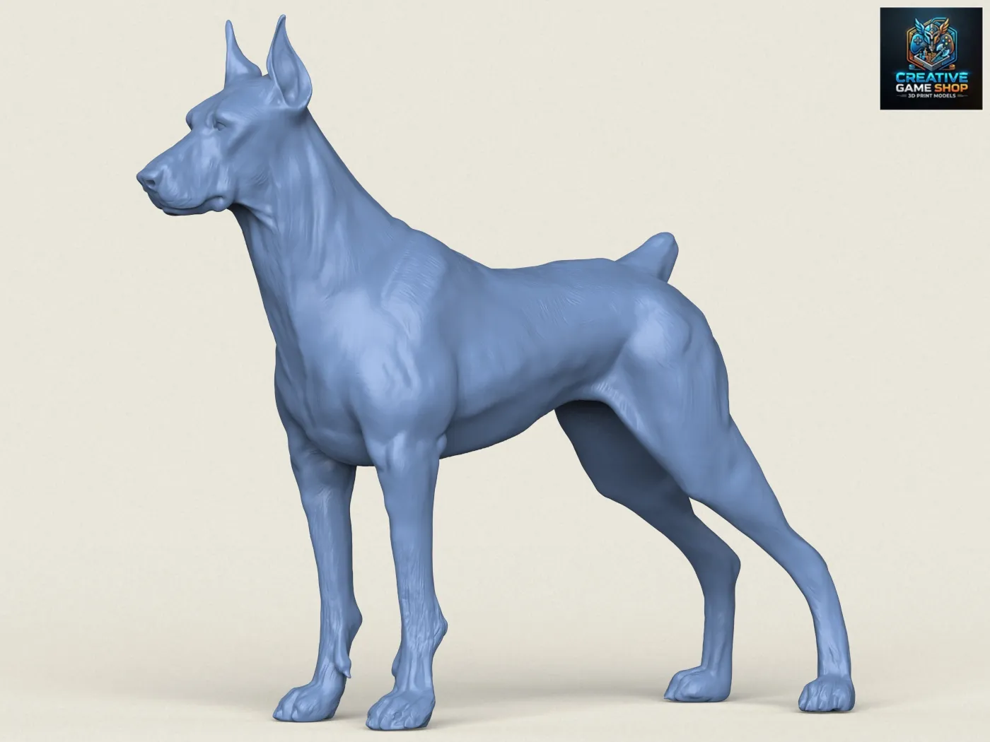 Doberman Dog 3D Print Model .c4d .max .obj .3ds .fbx .stl .blend 