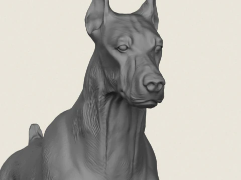 Doberman Dog Running 3D Print Model