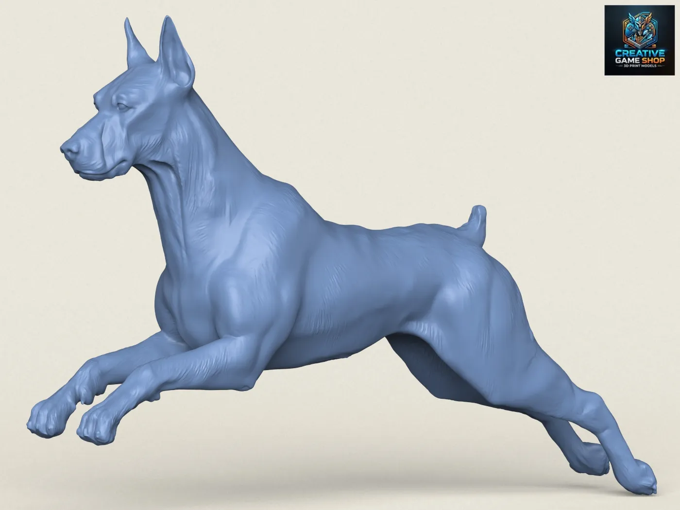 Doberman Dog Running 3D Print Model .c4d .max .obj .3ds .fbx .stl .blend 