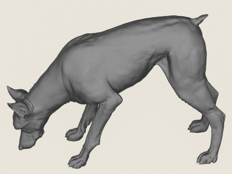 杜宾犬吃东西 3D 打印模型