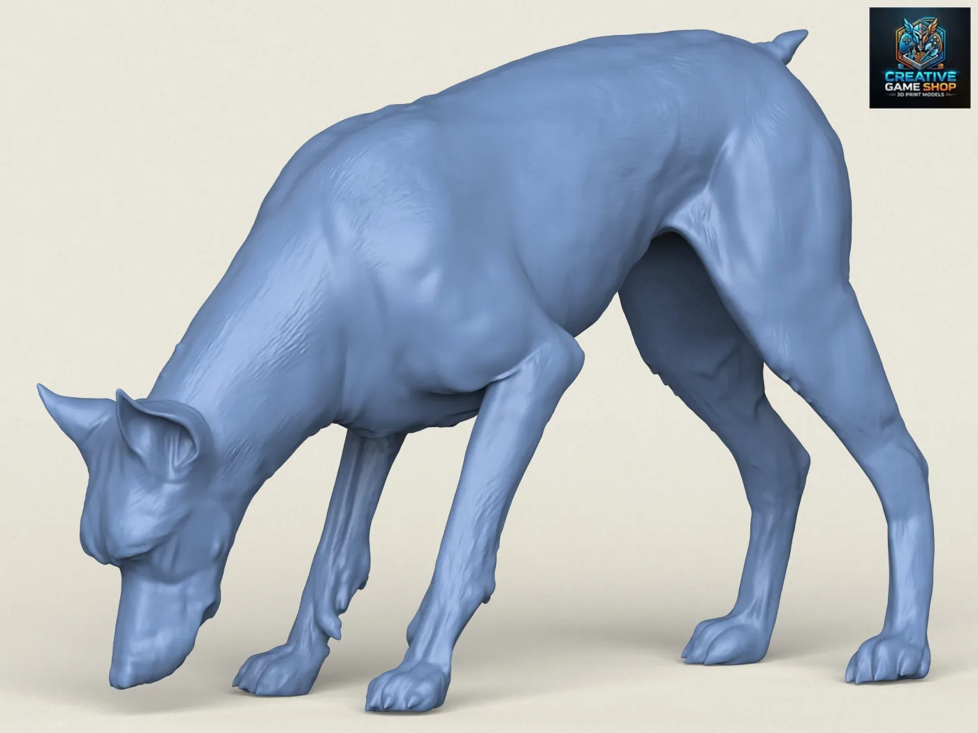 Doberman Dog Eating 3D Print Model .c4d .max .obj .3ds .fbx .stl .blend