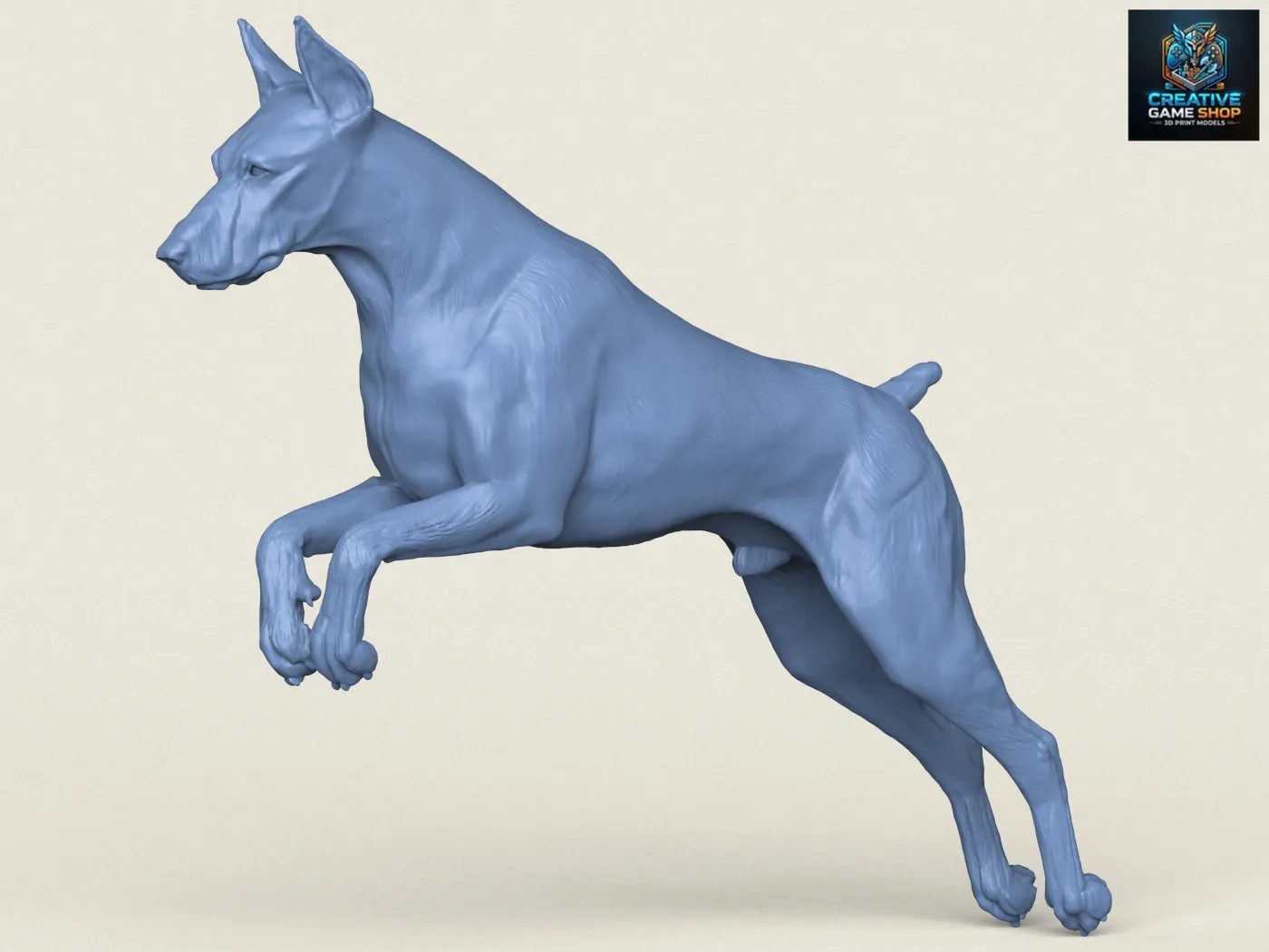 Perro Doberman saltando Modelo de impresión 3D .c4d .max .obj .3ds .fbx .stl .blend