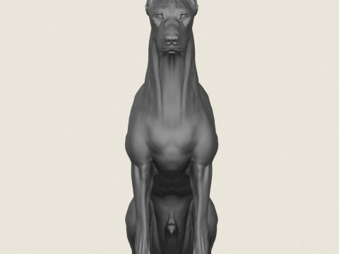 Doberman Dog Sitting 3D Print Model