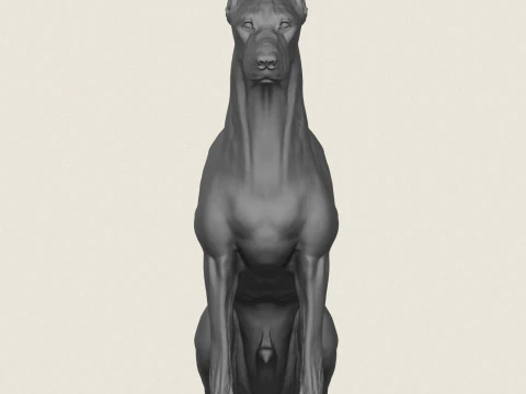 Doberman Dog Sitting 3D Print Model