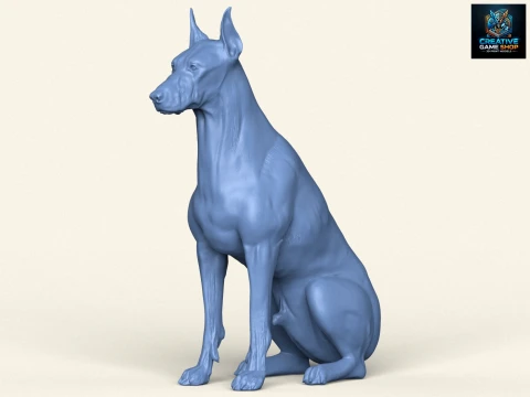 Perro Doberman Sentado Modelo de impresión 3D