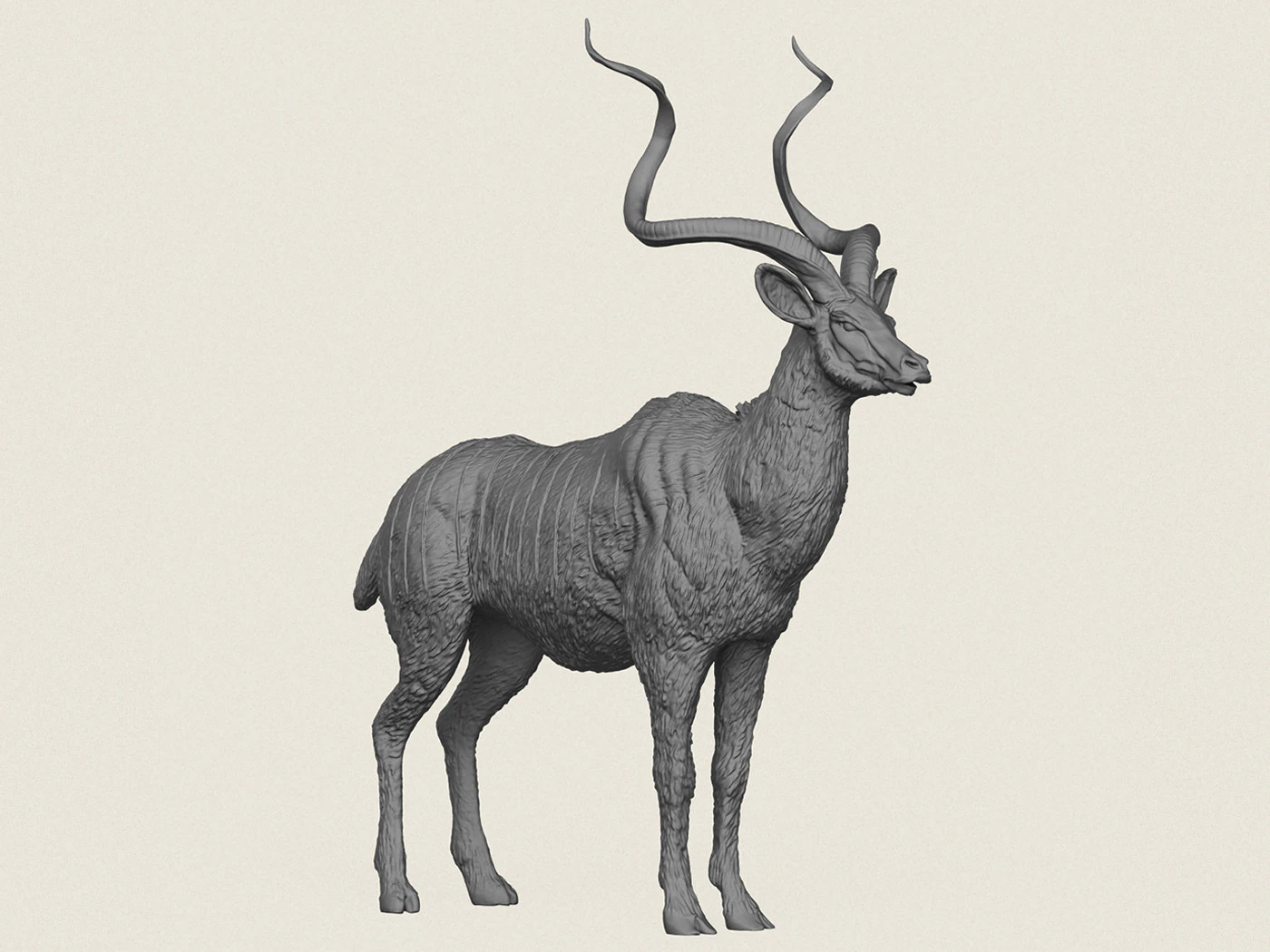 Kudu Deer Animal 3D Print Model .c4d .max .obj .3ds .fbx .stl .blend 