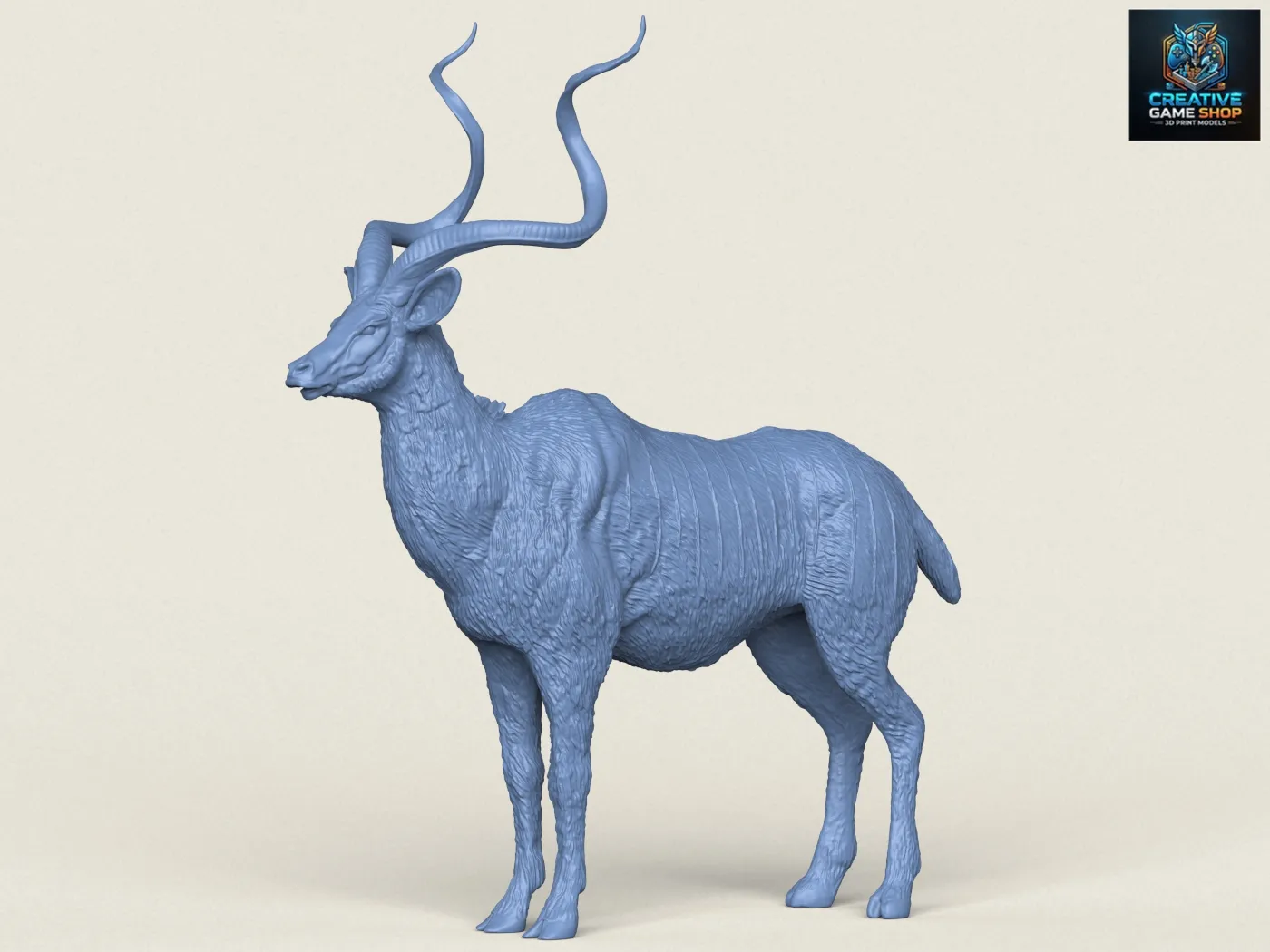 Kudu Deer Animal 3D Print Model .c4d .max .obj .3ds .fbx .stl .blend 