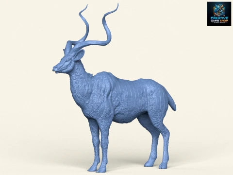 Kudu Geyiği Hayvanı 3D Baskı Modeli