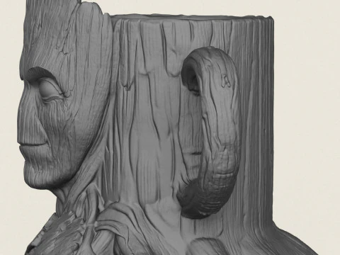 Groot Head Wooden Stump Mug 3D Print Model
