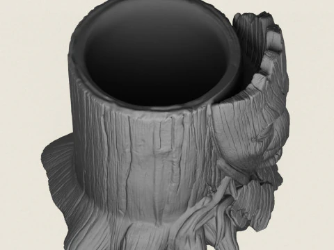 Groot Head Wooden Stump Mug 3D Print Model