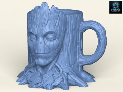 Groot Kafalı Ahşap K&uuml;t&uuml;k Kupa 3D Baskı Modeli