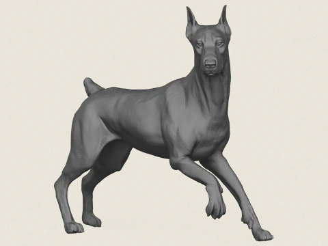 Pose amigable para el perro d&oacute;berman Modelo de impresión 3D
